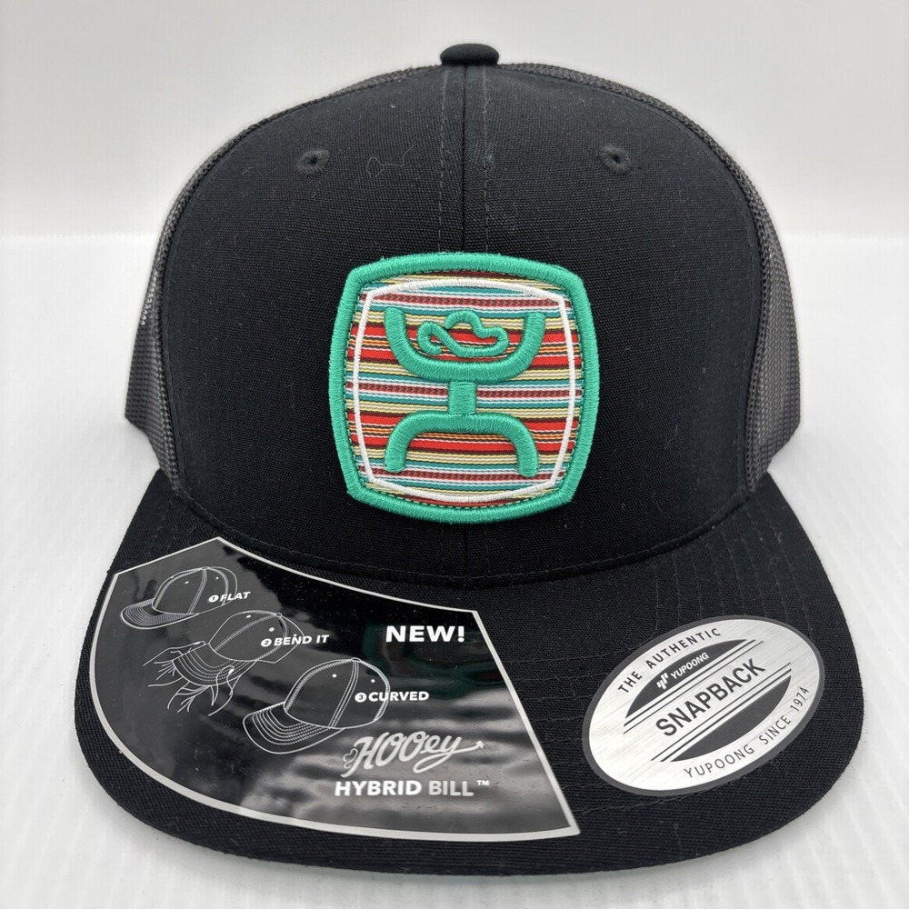 Hooey Zenith Serape Logo Black Snapback Hat 2424T-BK Mens Mesh Trucker Cap